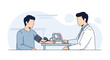 © basro - Doctor measuring patient's blood pressure, health checkup, medical examination, clinic interior