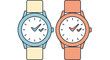 © muhammad zakriya - Two wristwatches are shown side by side, each with a checkmark on its face.