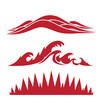 © BEST DESIGN STORE - Red wave and mountain on white background, black background, not visible silhouette