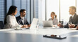 © Watcharapong - Modern Smartphone on a conference table On Conference Table on Desk Professional Workplace Communication in a modern office, with shallow depth of field in a business environment