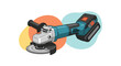 © Forhad - Professional power tool showing a cordless angle grinder with a battery pack for construction and metalworking applications.
