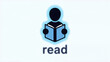 © MdAl - A minimalist icon design of a person reading a book, rendered in a soft blue color scheme