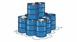 © kelincihitam - A stack of blue barrels with white liquid dripping down the sides
