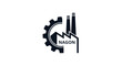© wayy - Industrial factory logo with gear and smokestacks.