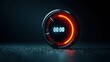 © Oulaphone - A glowing circular digital timer displays 00:00 with a red progress arc on a dark surface, symbolizing countdown or time measurement.