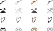 © Nusrat - Set of 20 Minimalist Black and White Tool Icons with Axe Saw Hammer Carabiner Heart and Binoculars Vector Illustration