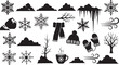 © Shadexia - Winter weather icons and snowflakes in black