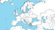 © Maja - Simplified vector map of the European continent showing country borders in black outline against a light blue sea and white background.
