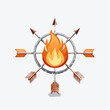 © lowe - Stylized fantasy fire emblem with arrows and metal ring vector