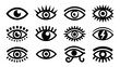 © Design Point - A captivating collection of black and white eye symbols with mystical and protective design elements.