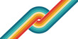 © SAYEMART - Retro groovy background with colorful intertwining striped circle and lines reminiscent of 70s and 80s design on transparent background.
