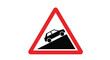 © Mithon - A warning sign depicts a vehicle sliding on a steep hill silhouette