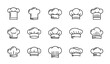 © MstLaily - Chef hat outline icon set with editable stroke for restaurant branding menu and culinary design elements