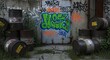 © LuqmanAzman - Dented Metal Door Covered in Vibrant Graffiti Art