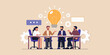 © Bithi - Team brainstorming session with a bright idea and collaborative discussion