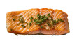 © Saoirse - Isolated perfectly grilled salmon fillet with aromatic herbs on top, delicious seafood meal