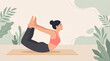 © AsmArif - Woman practicing dhanurasana bow pose in yoga flat design dhanurasana exercise stretching meditation wellness flexibility concentration activity wellbeing mindfulness interior strength
