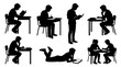 © Ryan Garcia - silhouette of students studying and reading in various positions