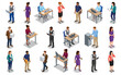 © Stocklume - Office workers team collection | professional business staff in varied tasks | corporate employees set working at desks | isometric vector style