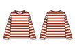 © Icha - vector illustration of a Orange and white striped long sleeve t shirt vector mockup.