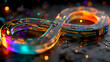© Jack - DevOps in a futuristic digital style. The infinity sign as a symbol of the software development life cycle. Isometric vector illustration with light effect and neon.