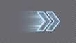 © Valeriia - A glowing arrow with a motion effect and a trail of high-speed flow, isolated on a transparent background. Vector directional interface symbol for navigation.