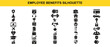 © coco - Employee Benefits Silhouette Icon Set Featuring Healthcare Insurance Salary Bonus Retirement Paid Leave Career Growth Compensation Human Resources and Corporate Welfare Symbols Vector Collection