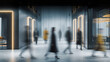 © Koko Art Studio - Motion blur of people in the office, subway hallway, pedestrians walking across a busy crosswalk. Modern interior architecture, professional workplace background