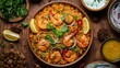 © LimeSky - Aroma-rich spicy prawn biryani from above.