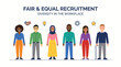 © gilbert - Celebrating diversity and inclusion in the workplace, promoting fair and equal recruitment for all during pride month with flat vector illustration