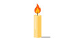 © Romadon - Single lit candle with bright flame on white background, isolated object