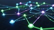 © svetlanais - Futuristic digital network connection with glowing nodes, abstract technology data link background, global communication and cyber security concept