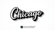 © MSTHIRAMONY - Chicago script text effect with black 3d shadow on white background editable vector typography for city branding and travel designs