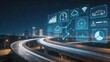 © Violet - Smart transportation autonomous driving data visualization futuristic highway with light trails at night intelligent traffic system cloud computing for vehicles urban city