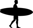 © Rizzz - Surfer silhouette walking with surfboard on white background