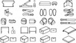 © Precision CAD System - Variety of objects with minimalist black line design, highlighting the details and form of each element. This collection of tools.