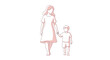 © Afinaja - Woman and child walking together outside.