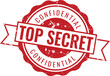 © Amir - top secret confidential ribbon stamp label with red grunge texture