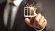 © Riffat - Corporate gift concept with businessman touching digital gift box icon, customer loyalty and reward program, business incentive and bonus strategy