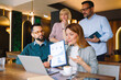© djile - Business colleagues analyzing data during coworking video call meeting