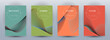 © SunwArt - Wave flow dynamic banners geometric vector set. Covers with curve lines texture abstract waveform motion. Blend wave background pattern certificate templates. Magazine layout design.