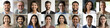 © fizkes - About us. Horizontal panoramic collage happy multiethnic business people community colleagues of diverse ethnicities genders generations professional staff portraits project developers united by work