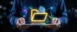 © MDzARTPRO - Digital file management action virtual workspace graphic design modern technology environment close-up viewpoint innovation in data organization