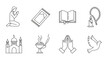 © jeng - Islamic religious symbols and prayer icons line art collection.