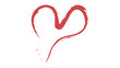 © Sara Studio - Red brush stroke heart symbol drawn on transparent background romantic love concept illustration.