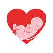 © Randomic Dgitals - Captivating graphic design symbolizing the profound joy and delicate nature of new life, depicting an infant nestled securely within a vibrant red heart, representing care, love, and future growth