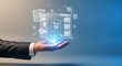 © EveryPixel - Online shopping experience with digital interface and a person's hand, futuristic concept