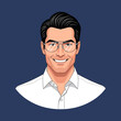 © Taufiq - Smiling Man Wearing Glasses White Shirt.