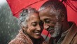 © Andrii - Elderly African American Couple Sharing An Umbrella To Shield Themselves From The Rain, Standing Close In Unity And Protection