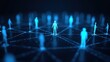 © Leonardo - Siluetas humanas luminosas conectadas por líneas digitales, concepto de reclutamiento y liderazgo
